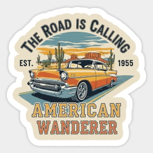 AUG-95 Vintage Classic Car Road Trip The Road Is Calling Sticker